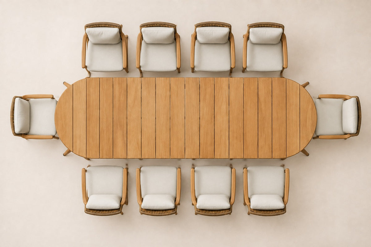 Estoril Outdoor Dining Set, overhead top view