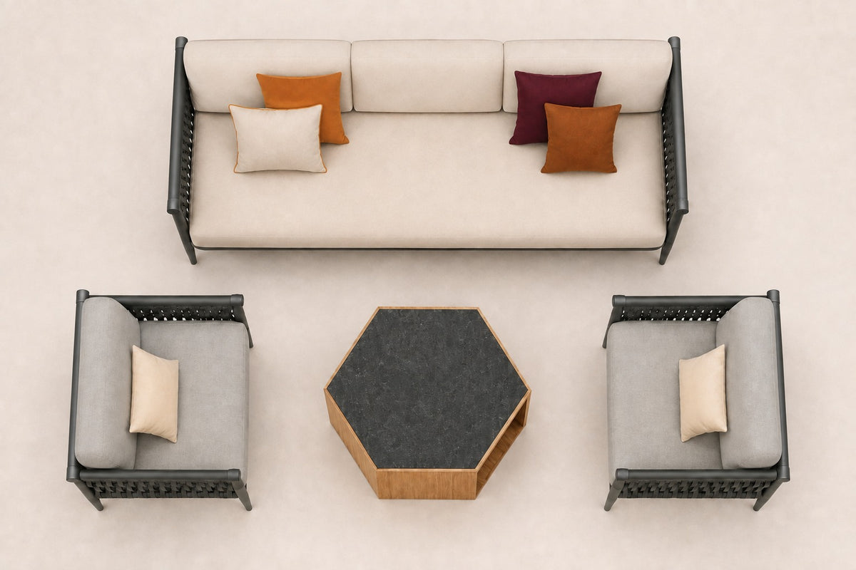 Formentera Outdoor Sofa Set, overhead top view