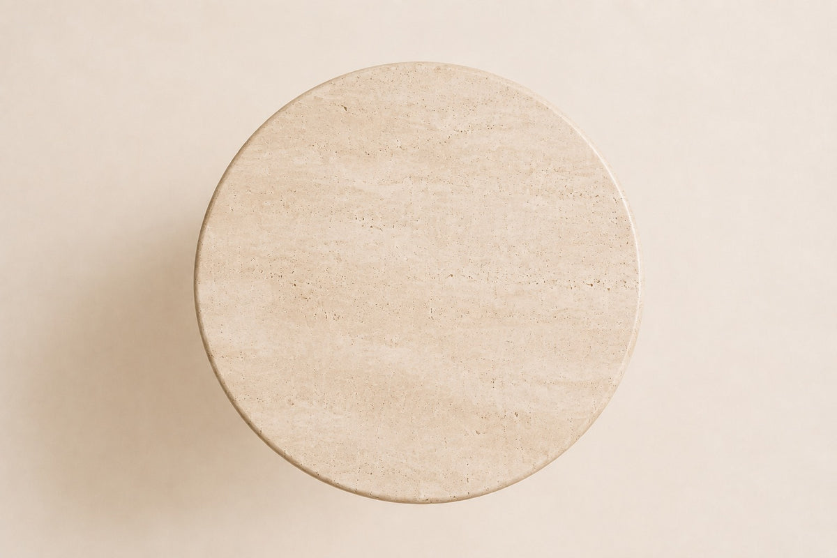 Gio Stone Round Side Table, overhead top view