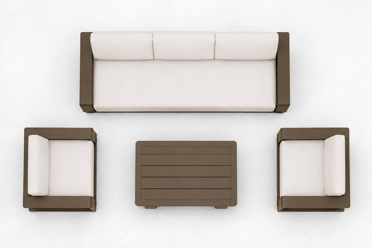 Grace Outdoor Sofa Set in Aluminium, overhead top view