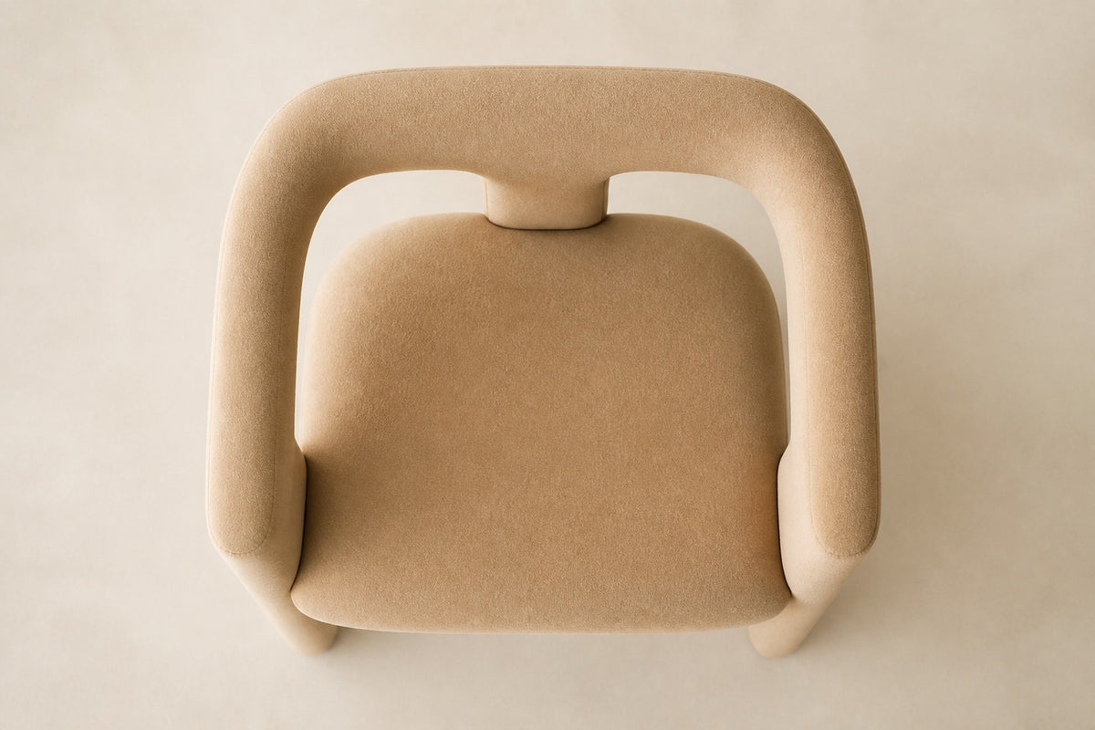Inès Open-Back Fabric Dining Armchair, overhead top view
