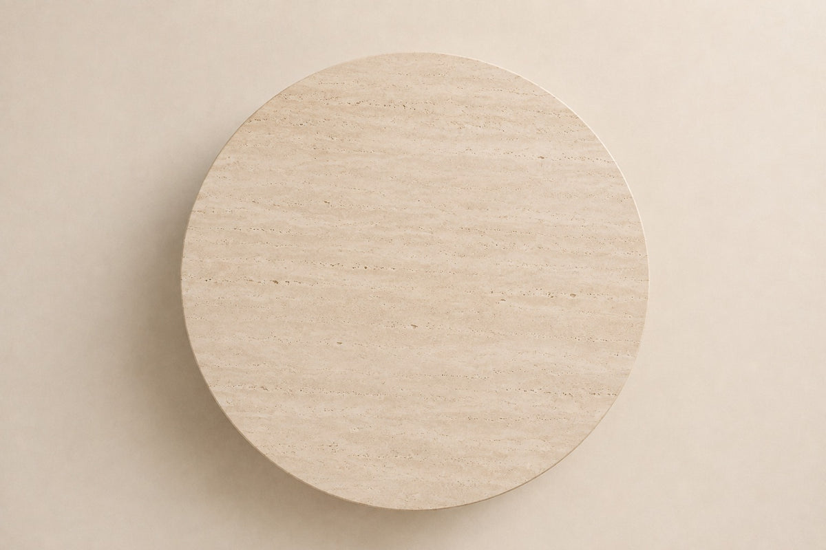 Luna Side Table in Aluminium, overhead top view