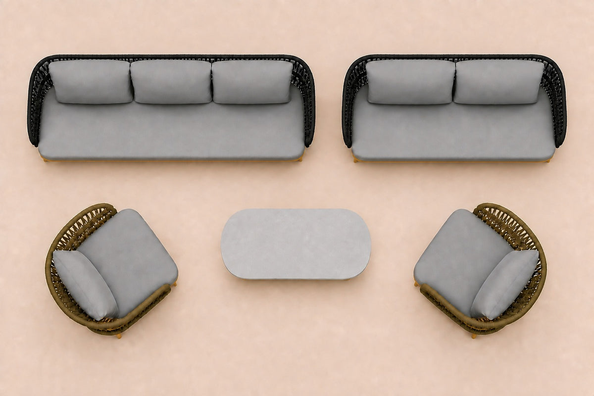 Menorca Outdoor Sofa Set, overhead top view