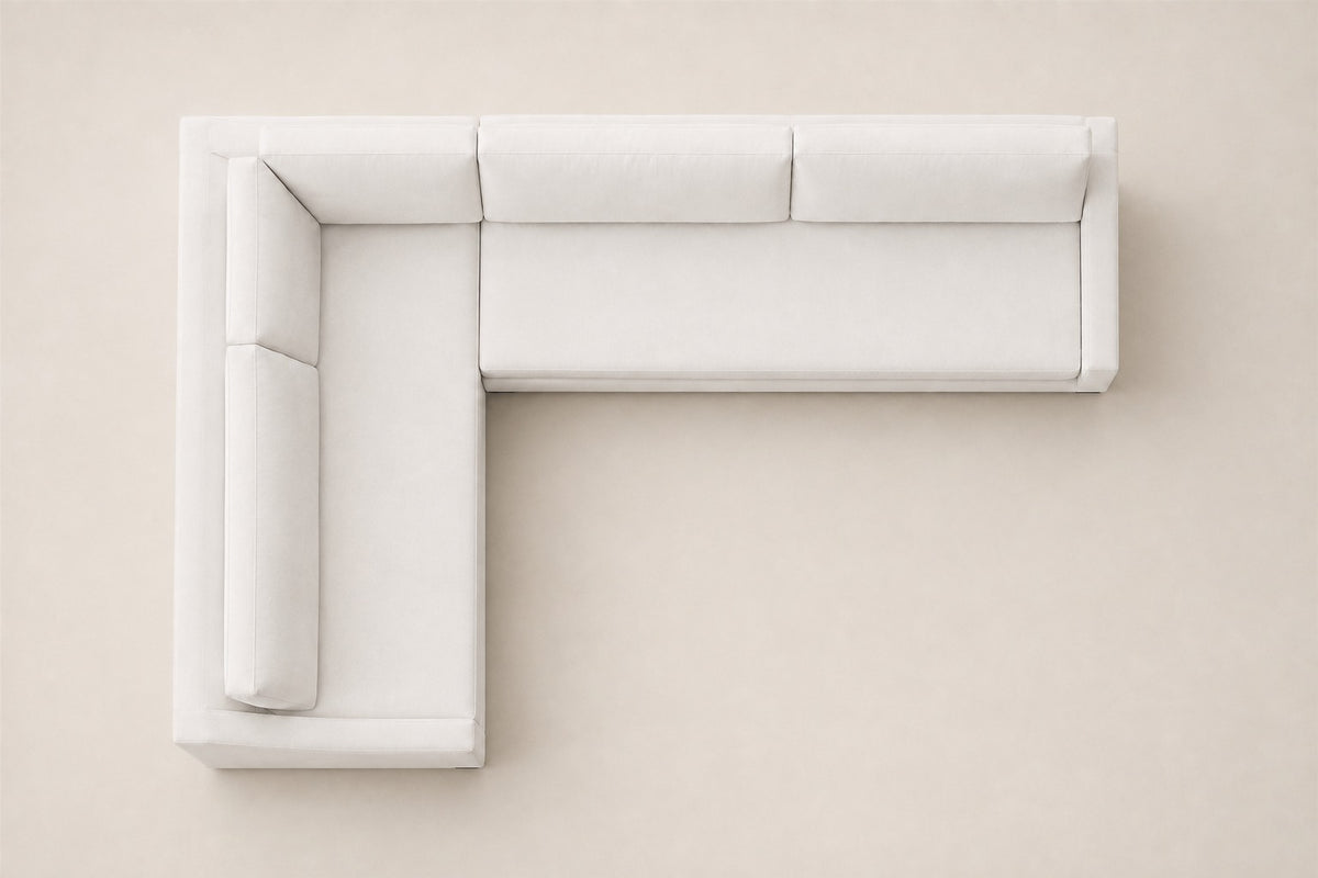 Modena Slope Arm Left-Arm Bench-Seat L-Sectional, overhead top view