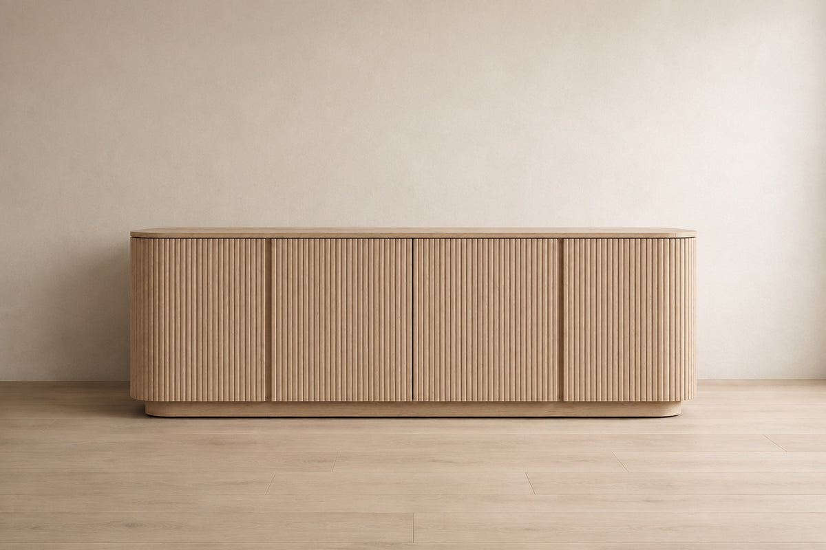 Mulholland Emperador 4-Door Sideboard, photographed in a quiet interior