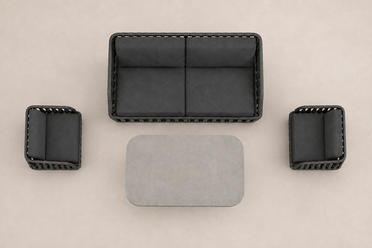 Mykonos Outdoor Sofa Set, overhead top view