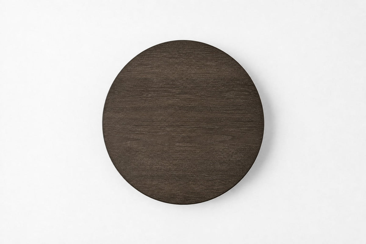 Nicholas Oak Round Coffee Table, overhead top view