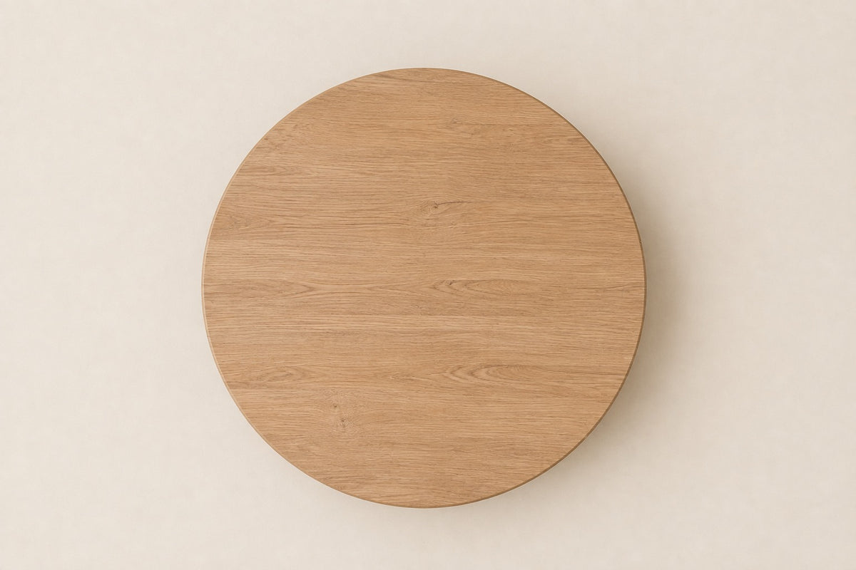 Oak Tropez Round Coffee Table, overhead top view