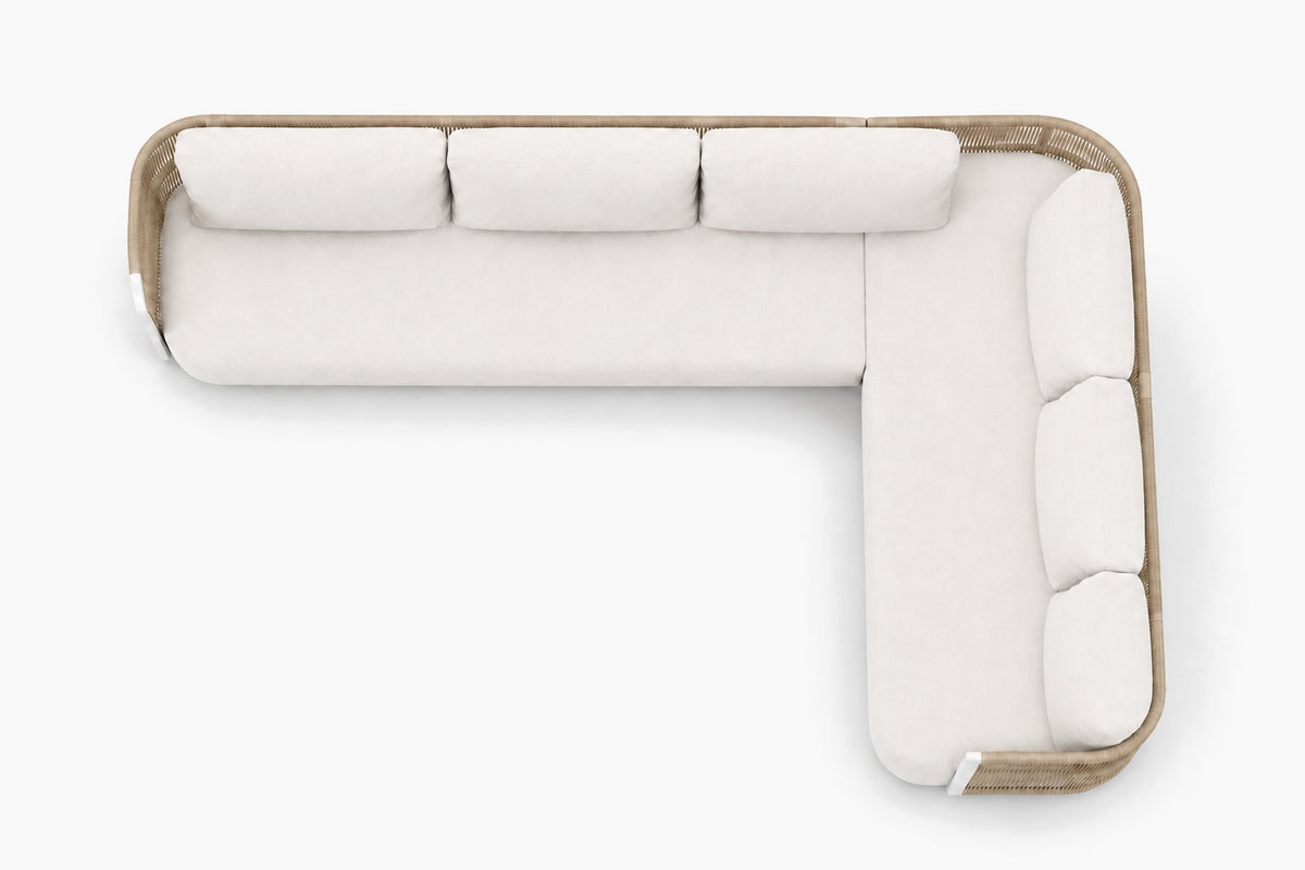 Ripple L-Sectional in Aluminium, overhead top view