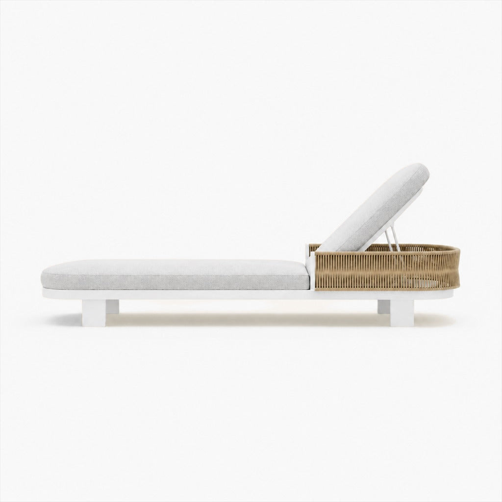 Ripple Reclining Sun Lounger in Aluminium, supplier-matched studio view