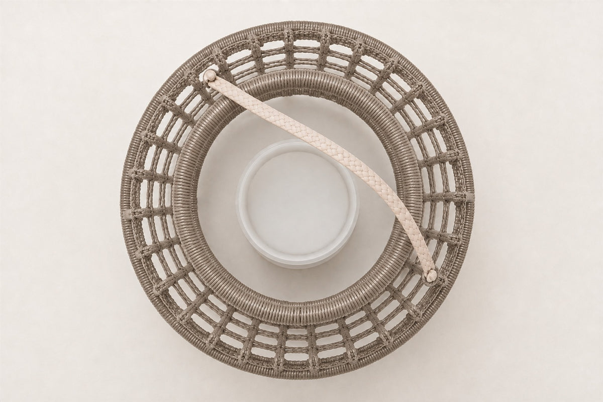 Santorini Braided Rope Lamp, overhead top view