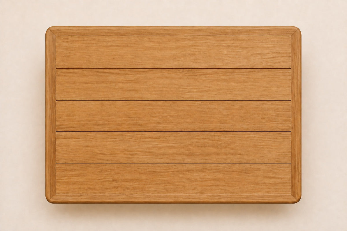 Serein Coffee Table in Teak, overhead top view