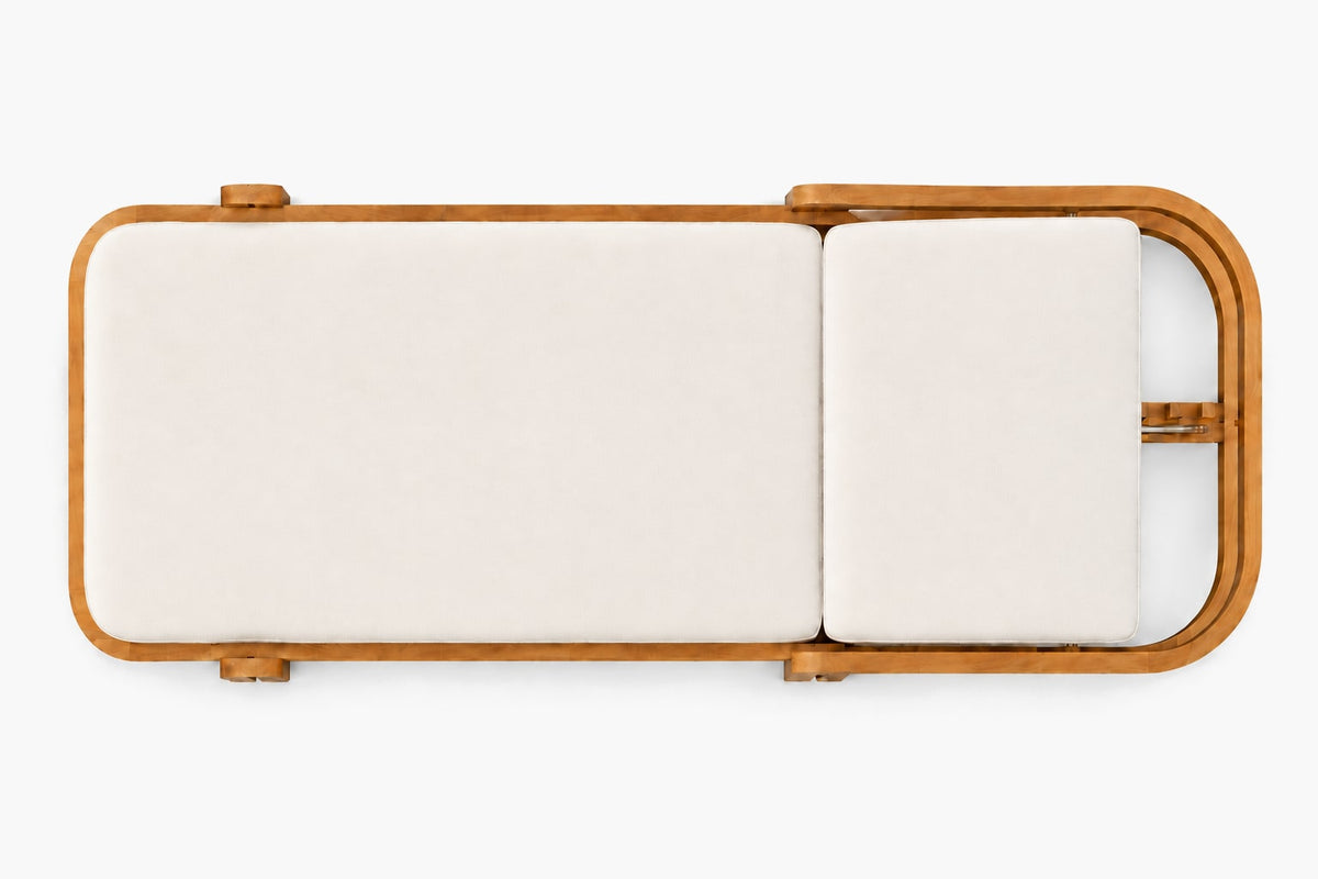 Serein Sun Lounger in Teak, overhead top view