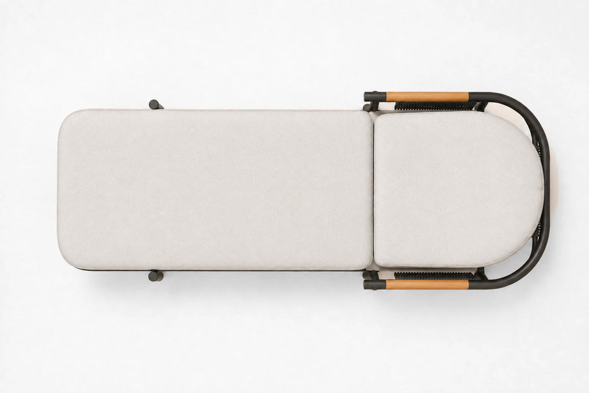Zenia Sun Lounger in Aluminium, overhead top view