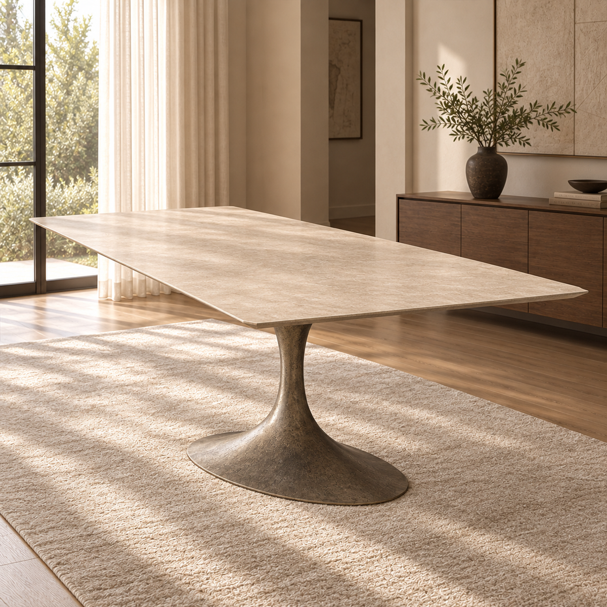 Lifestyle view: Aero Rectangular Dining Table, photographed in a quiet dining room