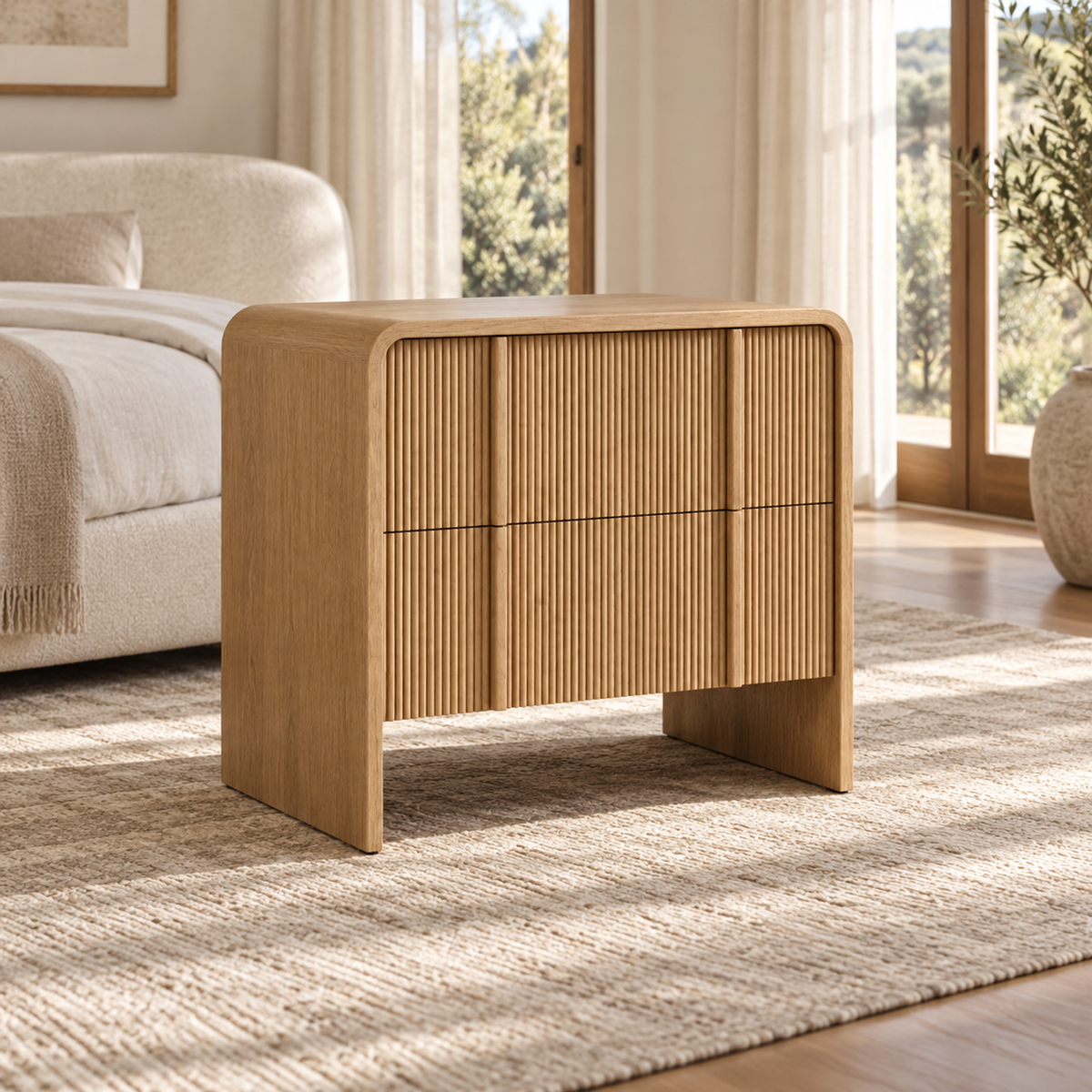 Lifestyle view: Alora Closed Nightstand in a furnished residential interior