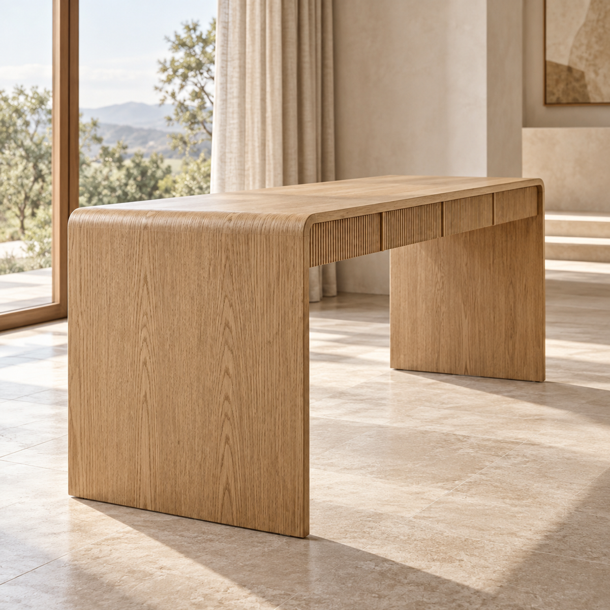 Lifestyle view: Alora Desk, photographed in a quiet bedroom