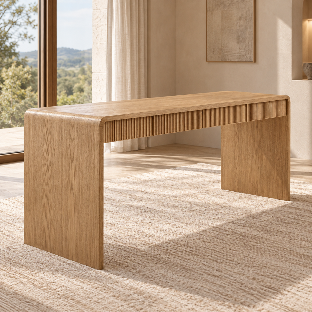 Lifestyle view: Alora Desk in a sunlit home study
