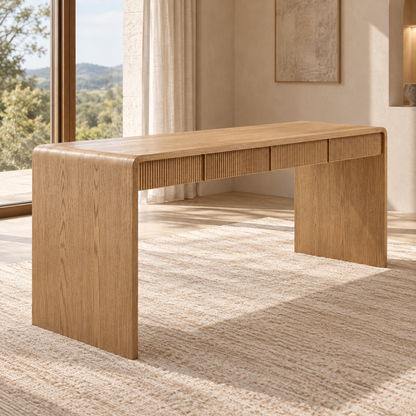 Lifestyle view: Alora Desk in a sunlit home study