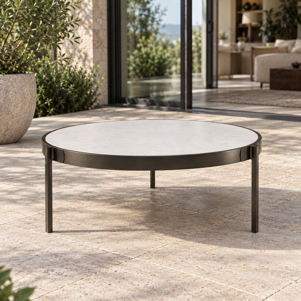 Lifestyle view: Amalfi Coffee Table, 80 cm in a furnished setting
