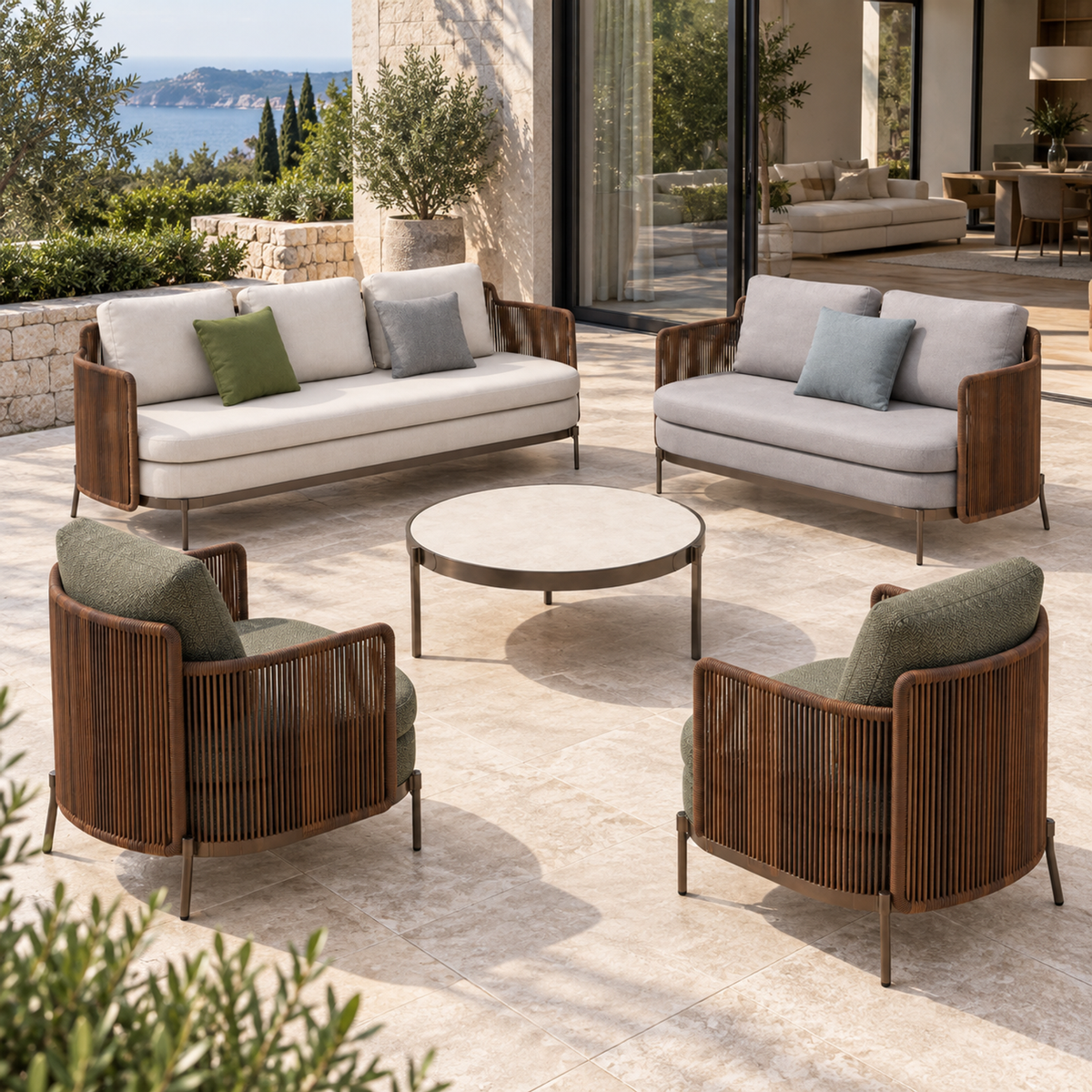 Lifestyle view: Amalfi Outdoor Sofa Set in a furnished setting