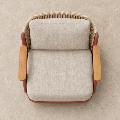 Aria aluminium lounge chair, overhead view on a home terrace