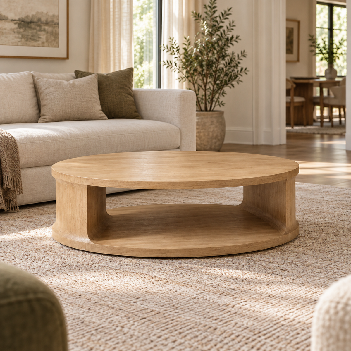 Lifestyle view: Baron Round Coffee Table in a furnished setting
