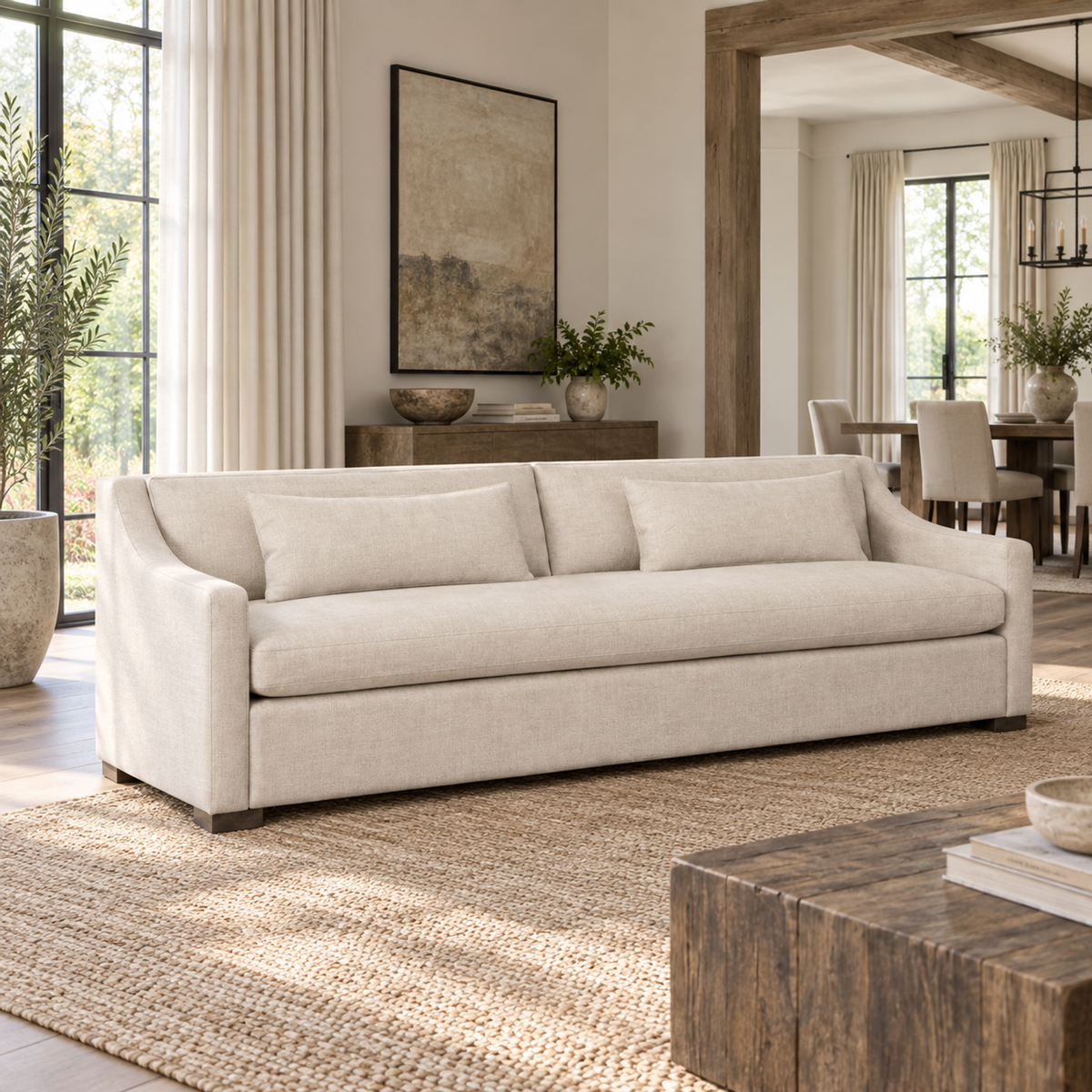 Lifestyle view: Belgian Classic Slope Arm Sofa, photographed in a quiet living room