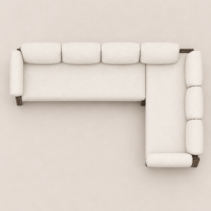 Ethereal L-Sectional in Aluminium, square overhead view