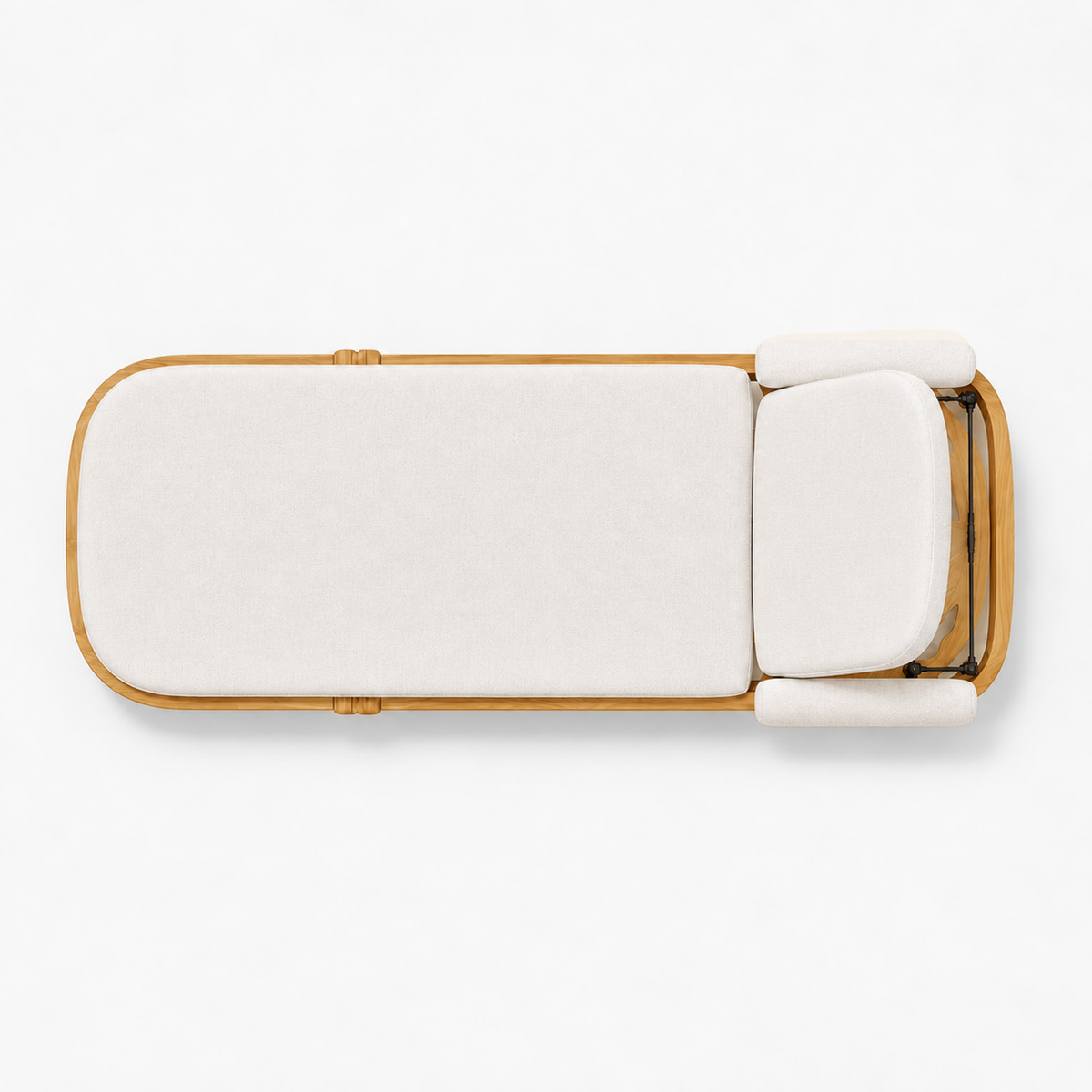 Ethereal Sun Lounger in Teak, vertical overhead view