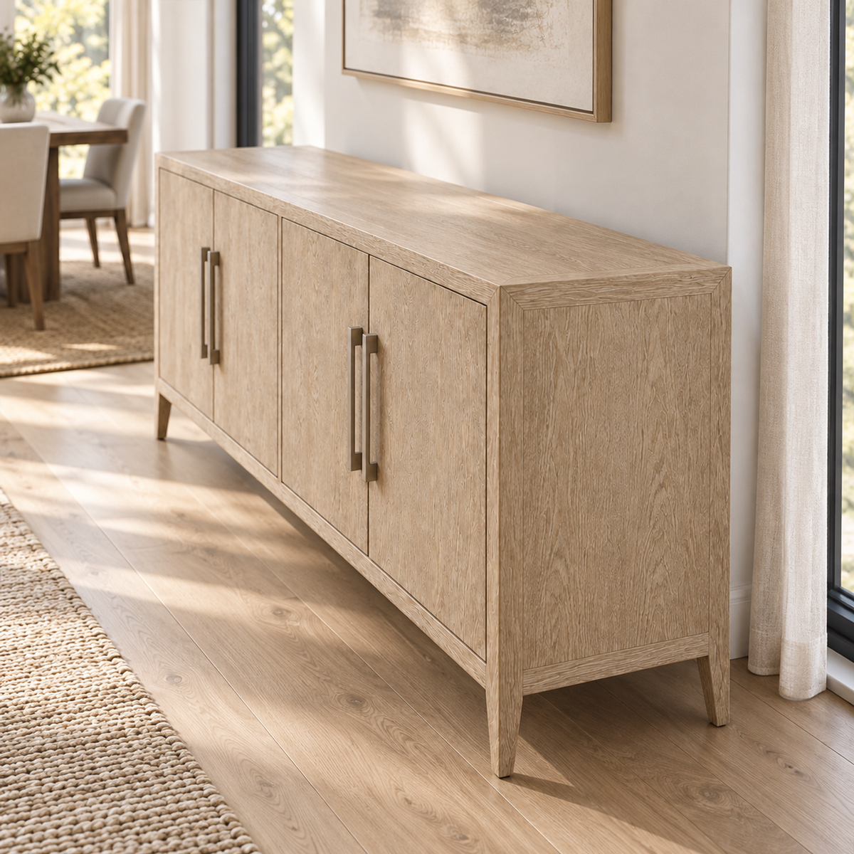Lifestyle view: French Contemporary 4-Door Sideboard, photographed in a quiet interior