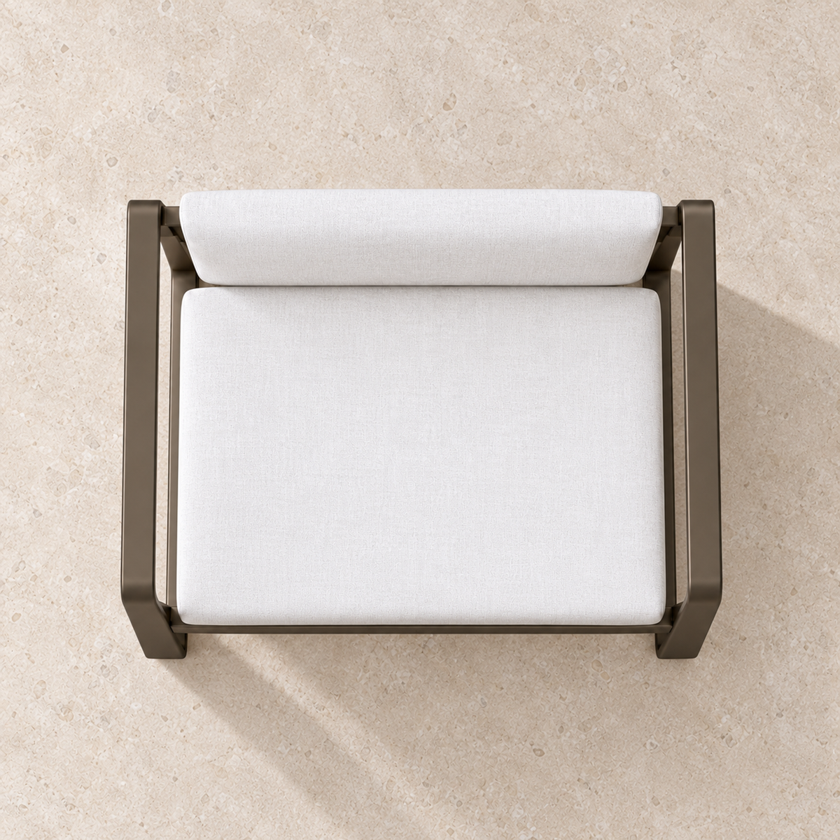 Grace aluminium dining chair, overhead view on a stone terrace