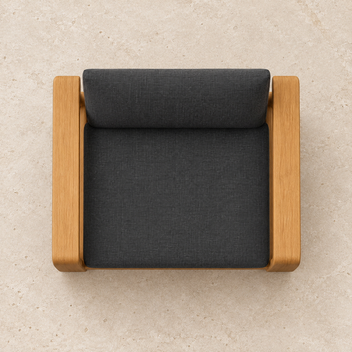 Grace teak dining chair, overhead view on a stone terrace