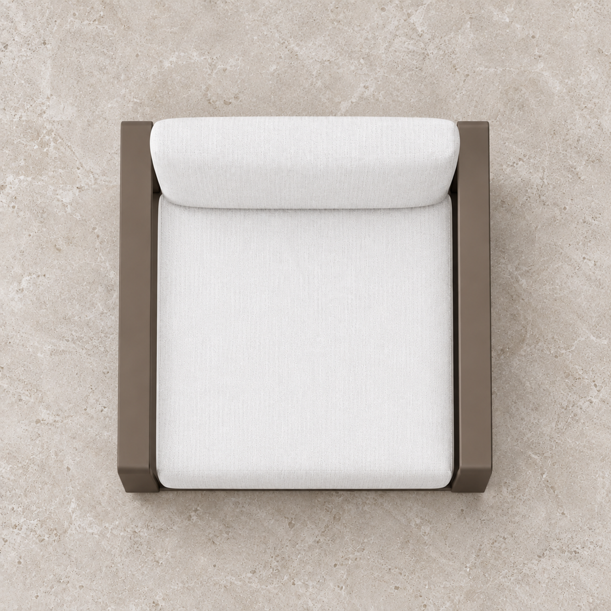Grace aluminium lounge chair, overhead view on a stone terrace