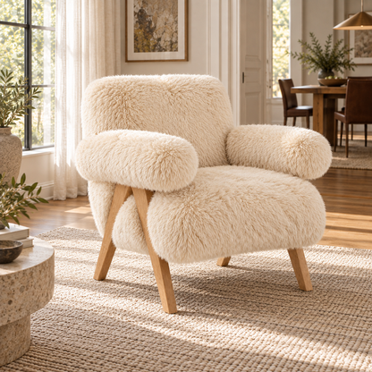 Lifestyle view: Jakob Sheepskin Lounge Chair, photographed in a furnished interior