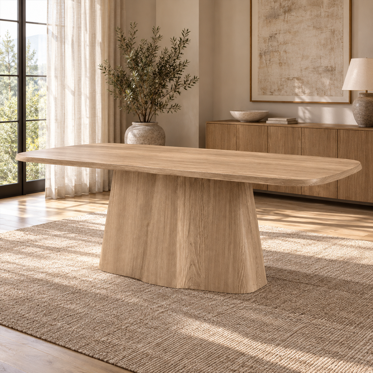 Lifestyle view: Kyoto Rectangular Dining Table in a warmly lit dining room