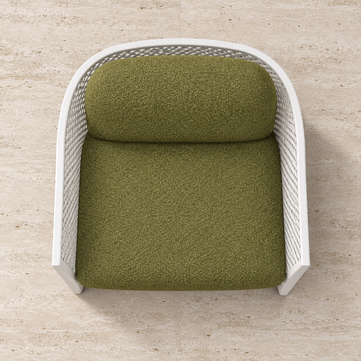 Luna aluminium lounge chair, overhead view on a stone terrace