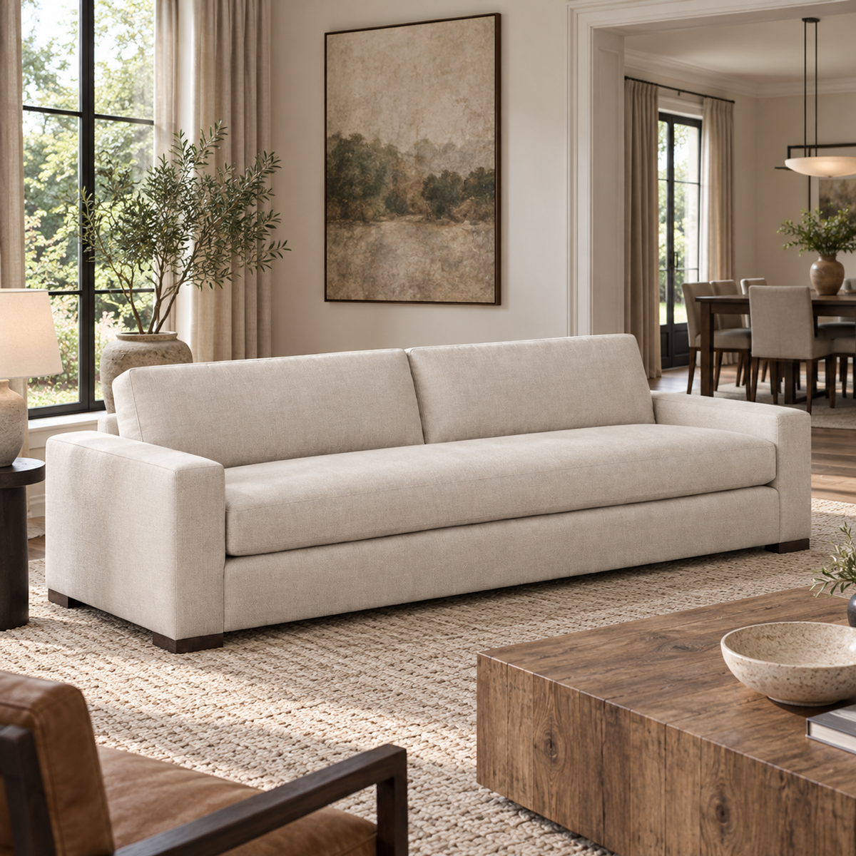 Lifestyle view: Maxwell Bench-Seat Sofa, photographed in a quiet living room