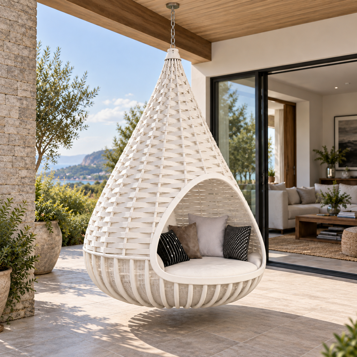 Lifestyle view: Nido Hanging Nest, Chain-Hung in a furnished setting