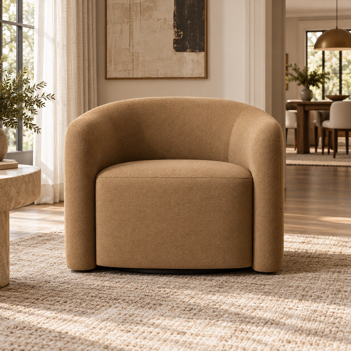 Lifestyle view: Ondé Swivel Chair, photographed in a quiet interior