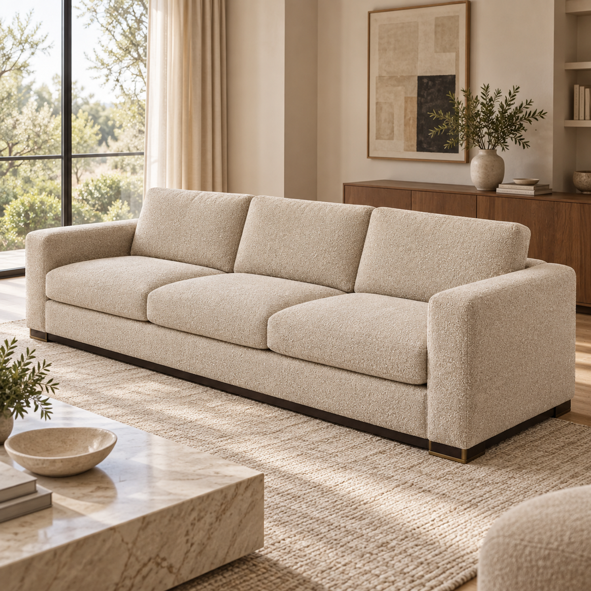 Presidio Sofa — front elevation, studio