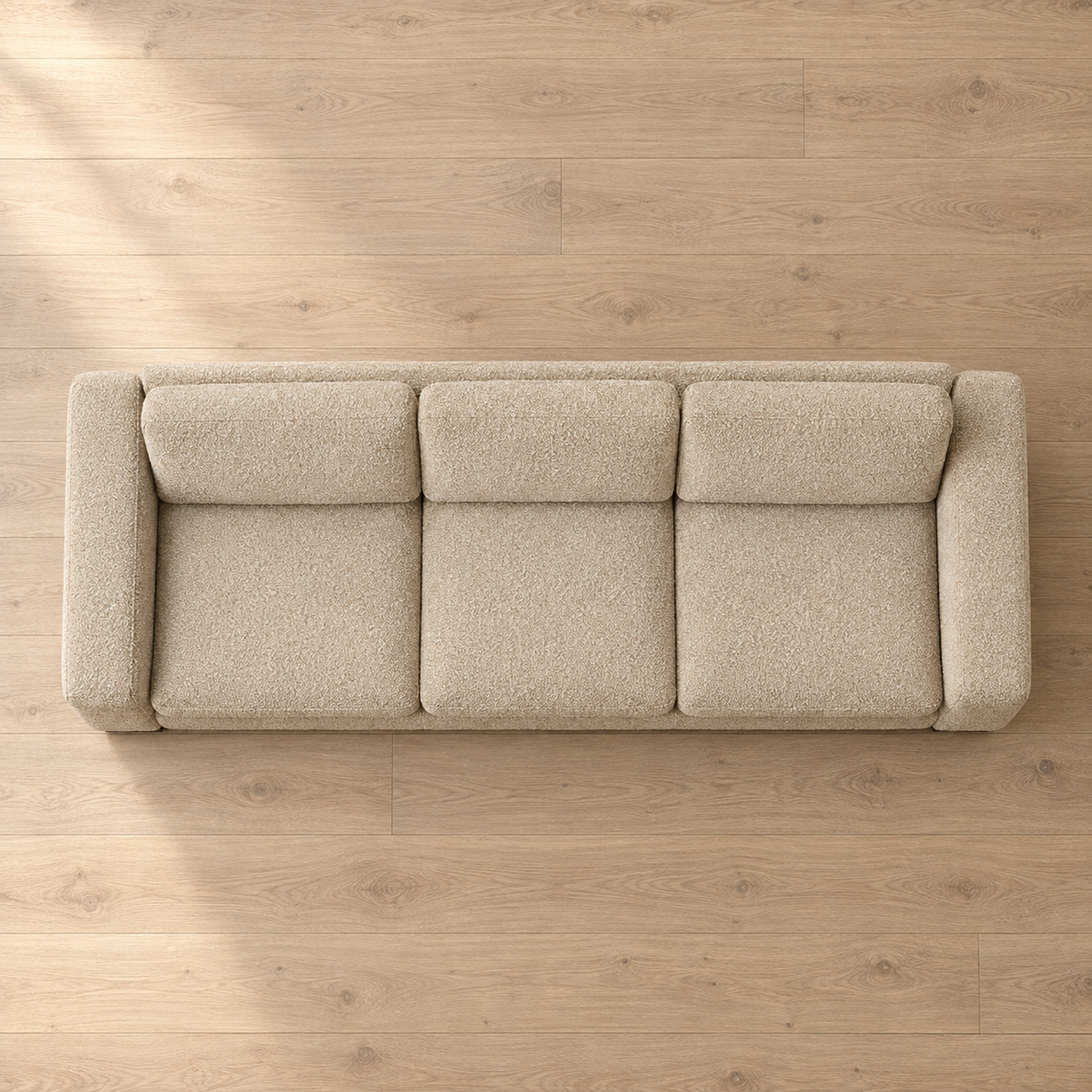 Presidio Sofa — overhead view, studio