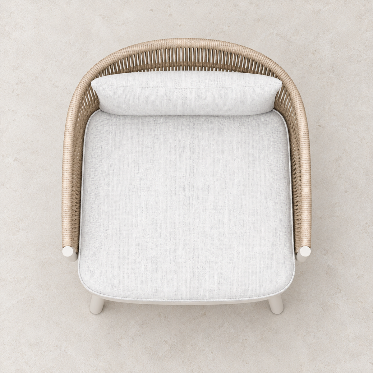 Ripple Dining Chair in Aluminium, overhead view on a stone terrace
