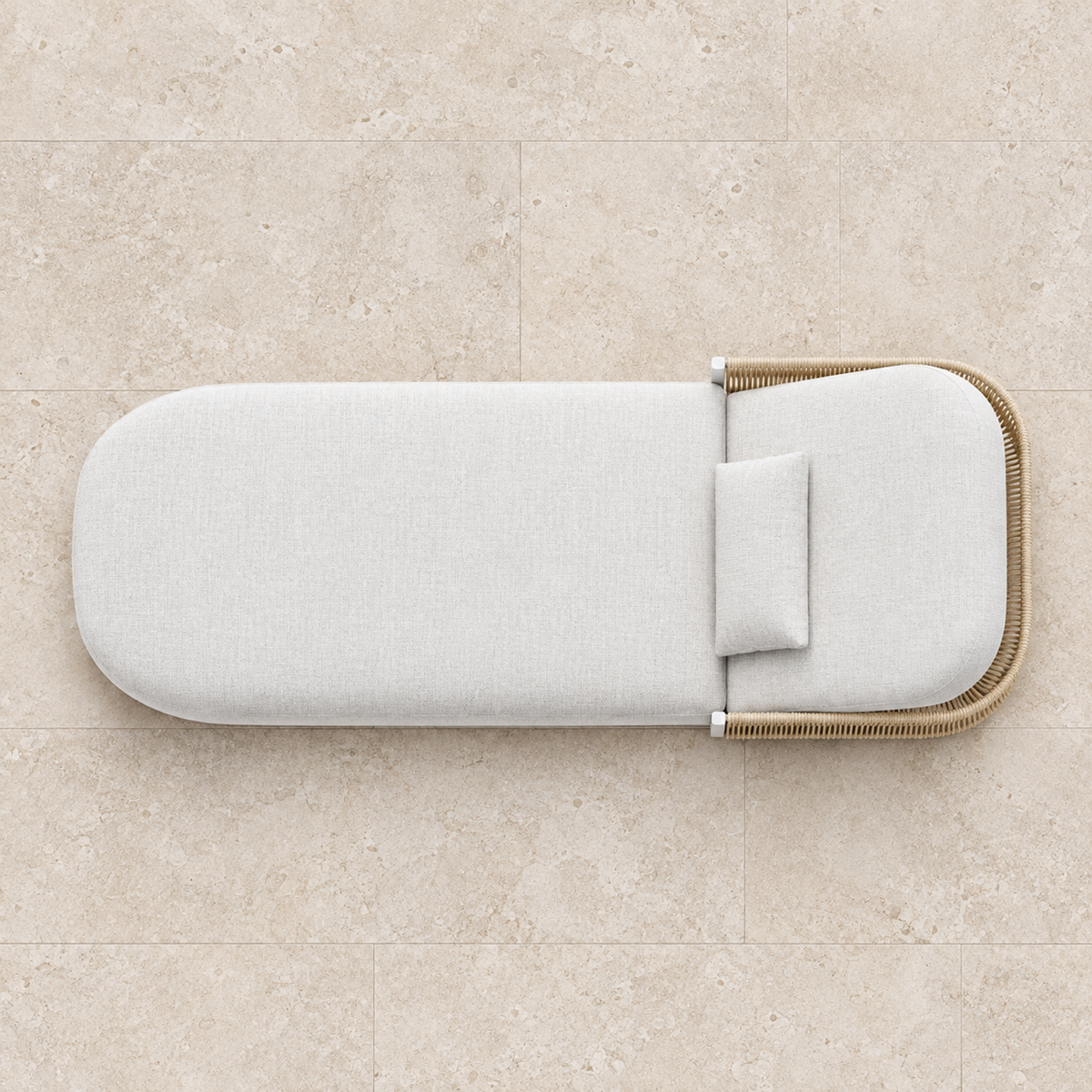 Ripple flat sun lounger in aluminium, overhead view on a stone terrace