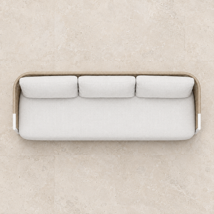 Ripple Sofa in Aluminium, overhead view on a stone terrace