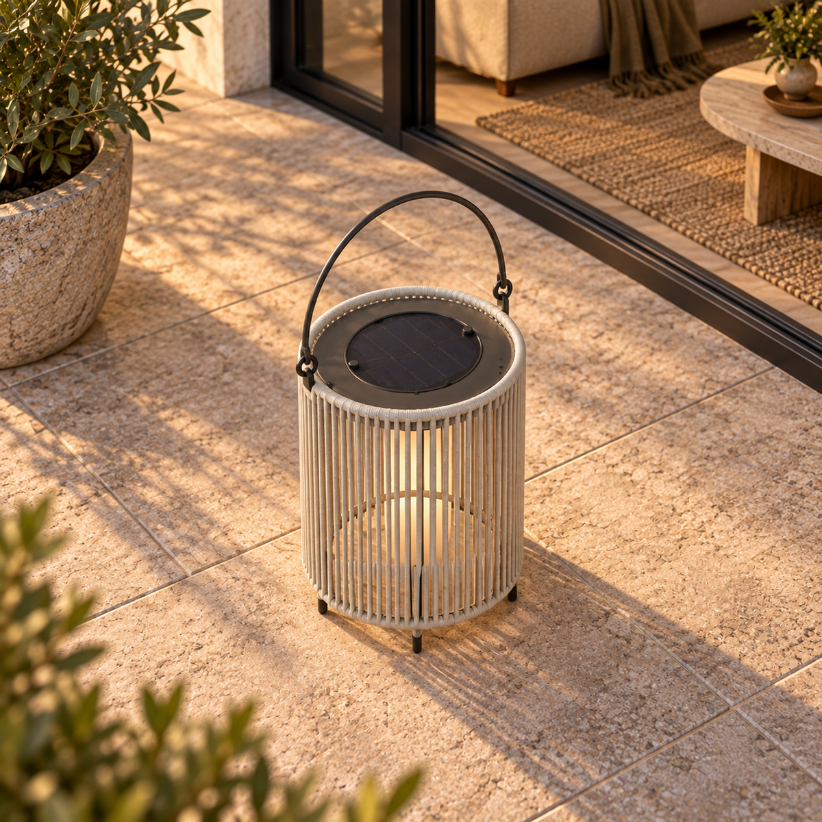 Lifestyle view: Solano Solar Lantern, Small in a furnished setting