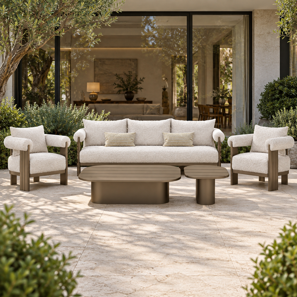 Lifestyle view: Ethereal Outdoor Sofa Set in Aluminium