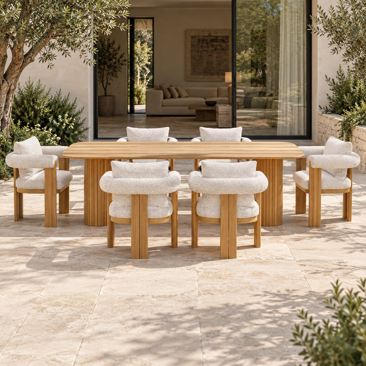 Lifestyle view: Ethereal Outdoor Dining Set in Teak