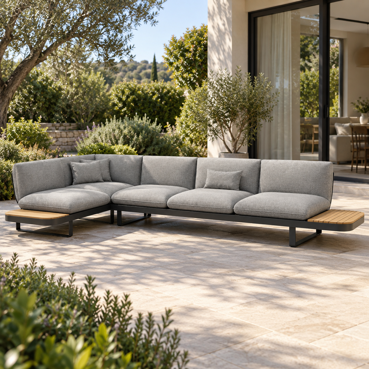 Lifestyle view: Vela Modular L-Sectional in Aluminium