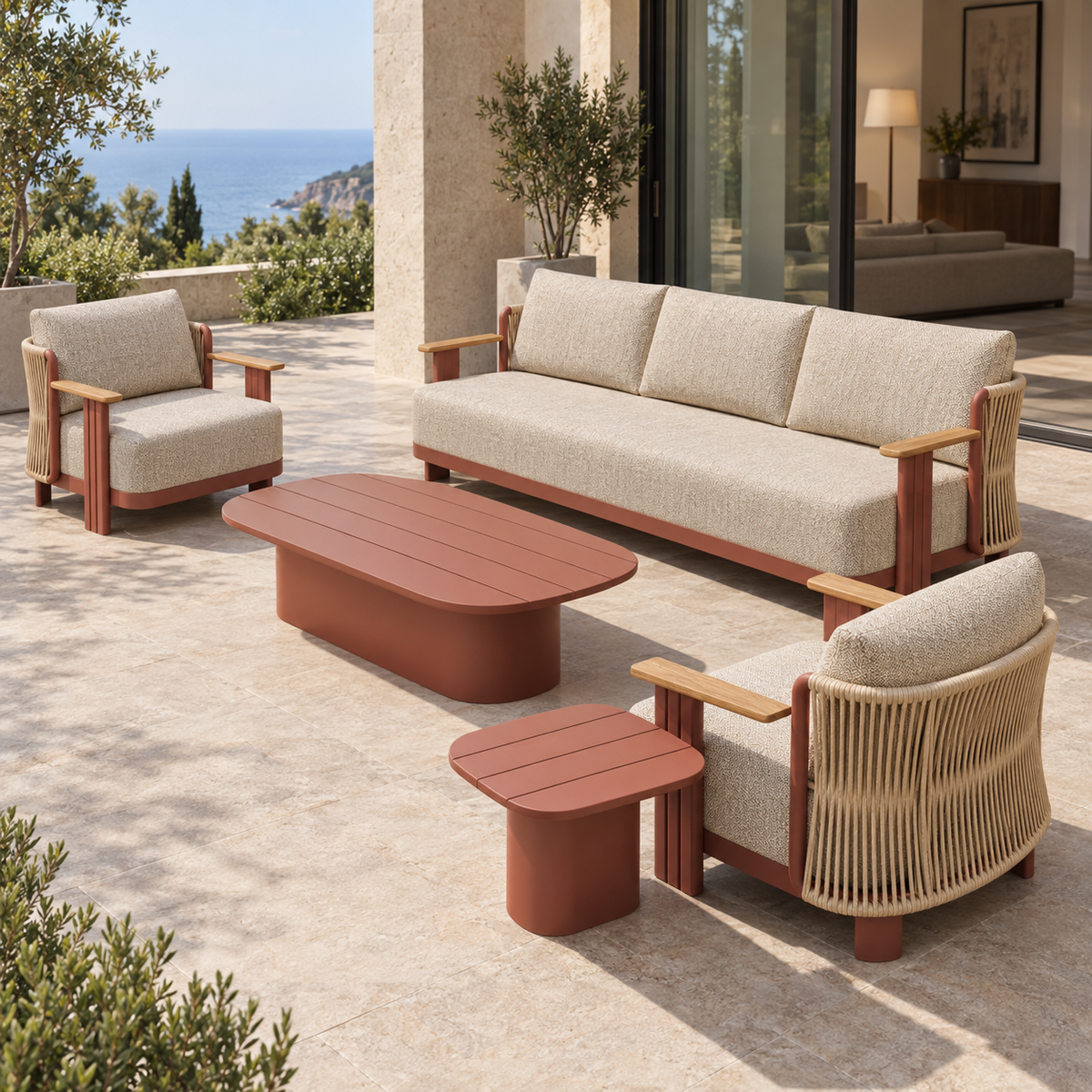 Lifestyle view: Aria Outdoor Sofa Set in Aluminium